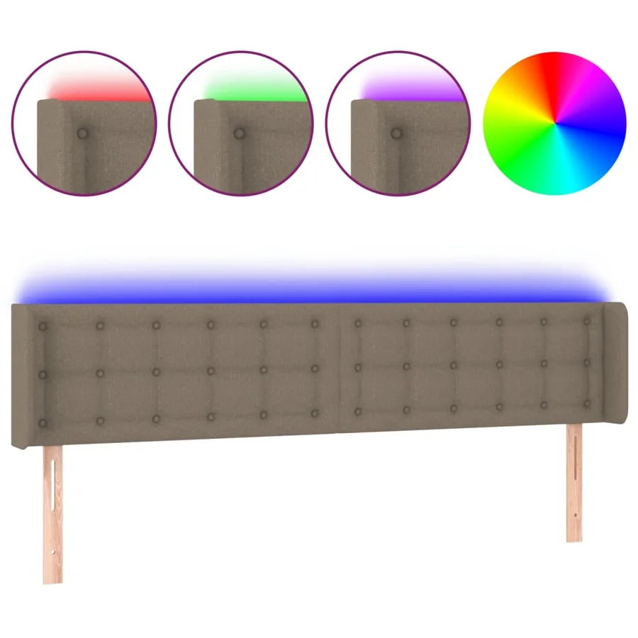 Tête de lit à LED Taupe 203x16x78/88 cm Tissu - 2