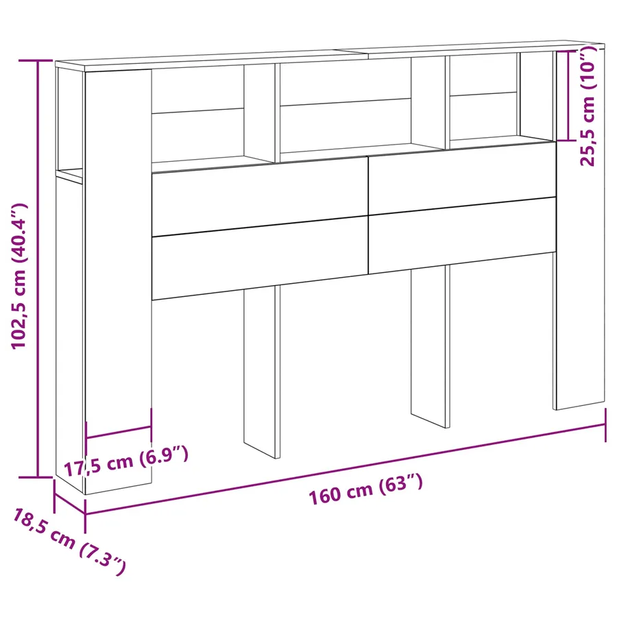 Cabinet de Tête de Lit Chêne noir Bois d'ingénierie - 11