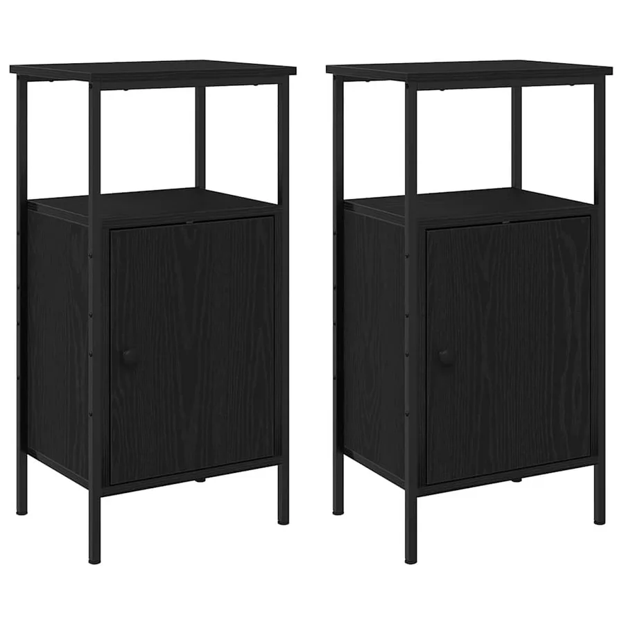 Cabinet de chevet 2 pcs Chêne noir 41 x 31 x 80 cm - 6