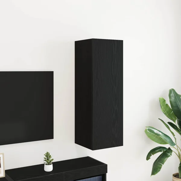Meuble TV mural Chêne noir 30,5 x 30 x 90 cm Bois d'ingénierie