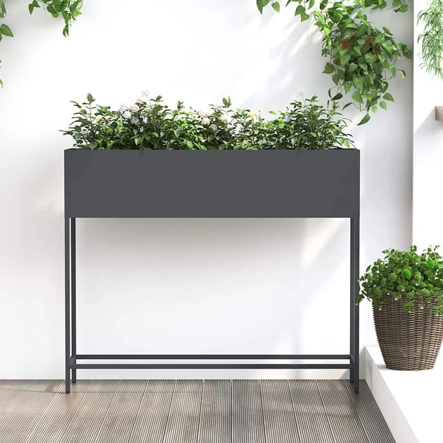 Bac de jardin surélevé Anthracite 100 x 26 x 82 cm Acier