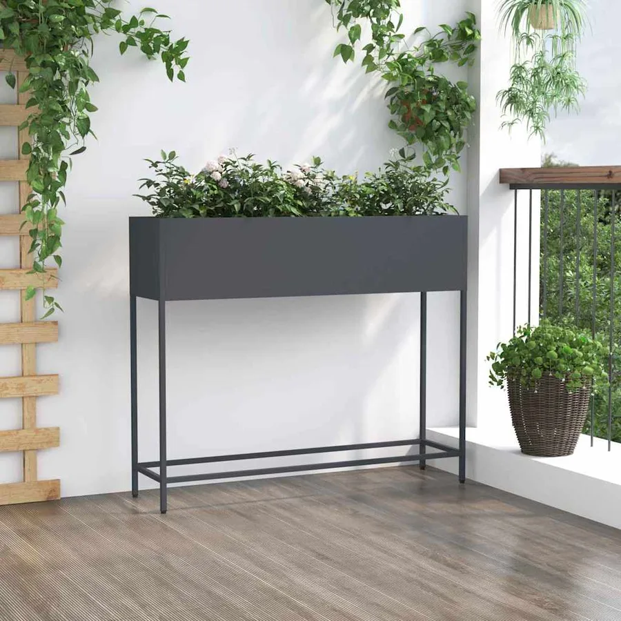 Bac de jardin surélevé Anthracite 100 x 26 x 82 cm Acier - 4