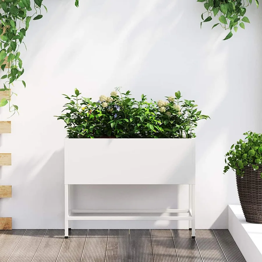 Bac de jardin surélevé Blanc 60 x 26 x 48 cm Acier