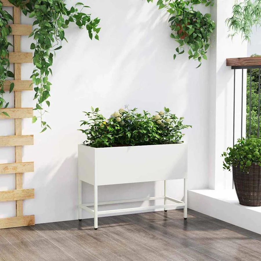 Bac de jardin surélevé Blanc 60 x 26 x 48 cm Acier - 4