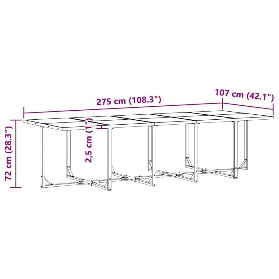 Ensemble de salle à manger pour jardin 11 pcs Noir Acier - 11