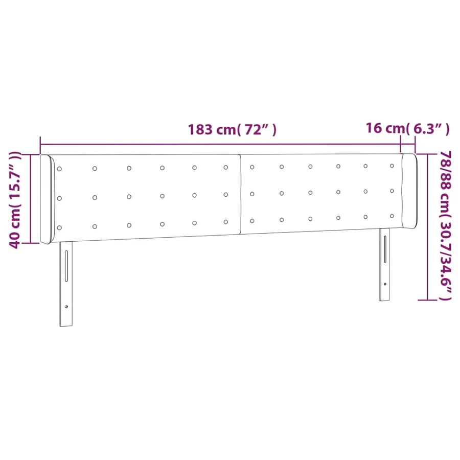 Tête de lit à LED Crème 183x16x78/88 cm Tissu - 6