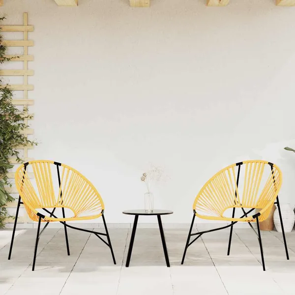 Lot de 3 Chaise de jardin noir et jaune résine tressée