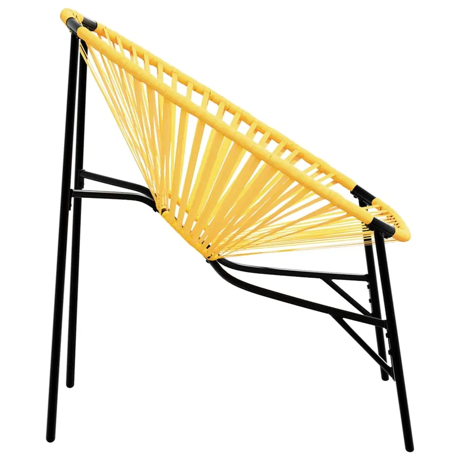 Lot de 3 Chaise de jardin noir et jaune résine tressée - 7