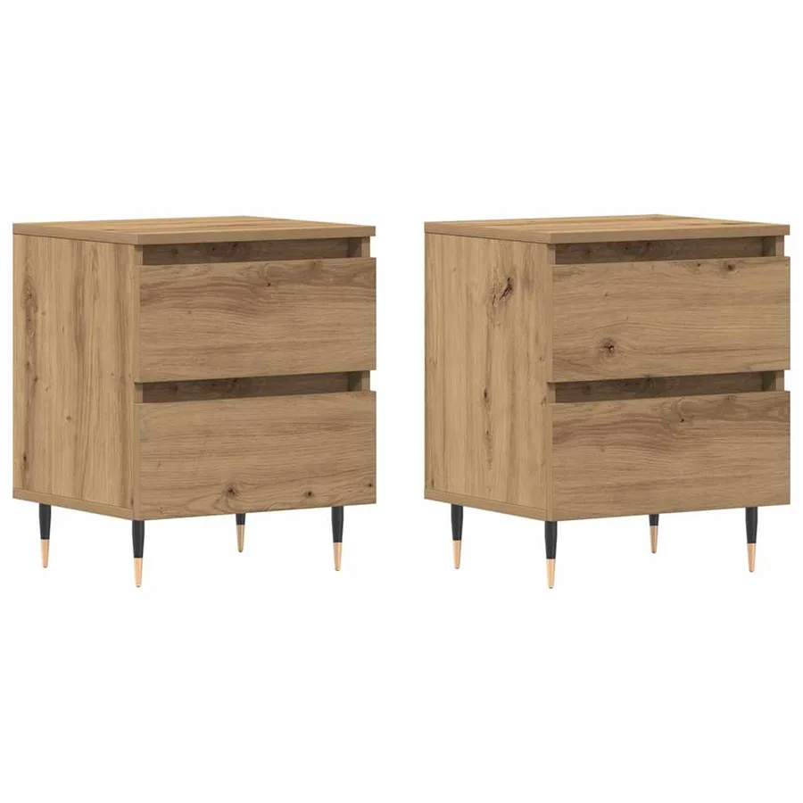 Cabinet de chevet 2 pc Chêne artisanal 40 x 35 x 50 cm - 2