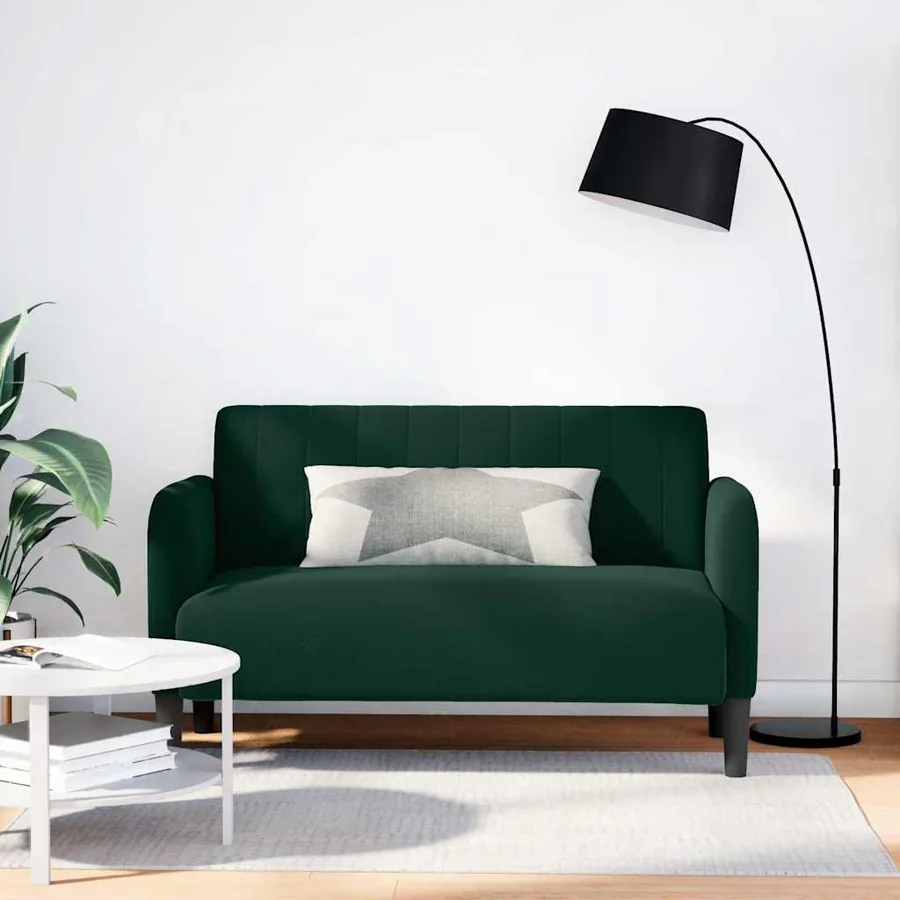 Canapé causeuse vert foncé 109 cm velours