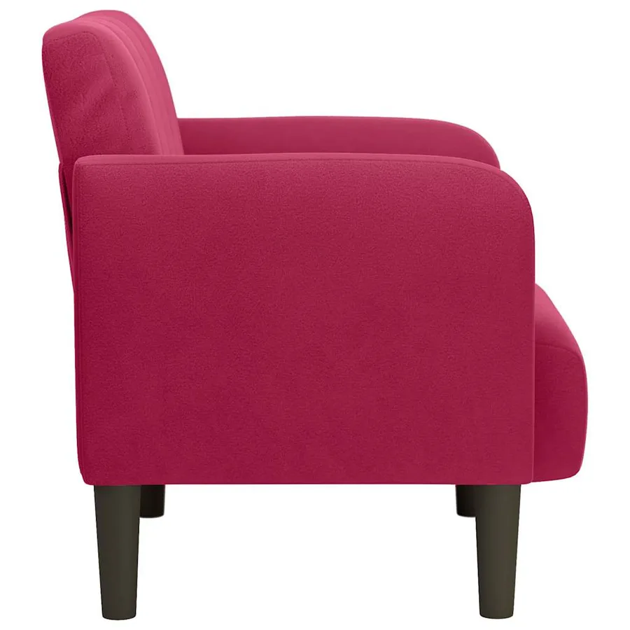 Fauteuil avec accoudoirs rouge bordeaux 54 cm velours - 4