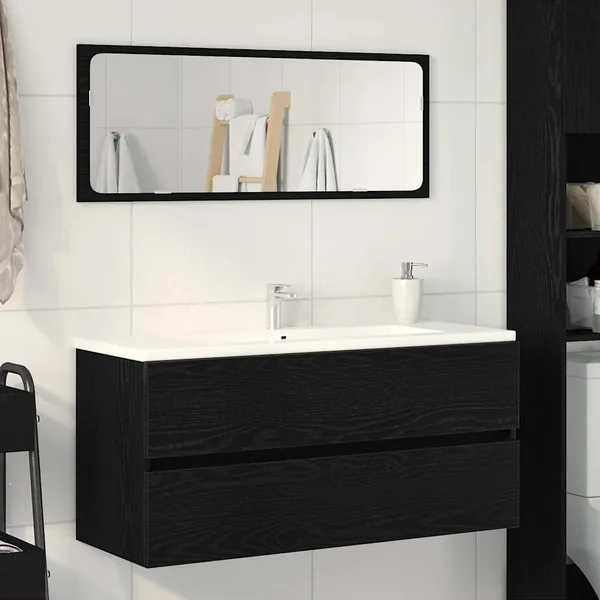 Armoire d'évier chêne noir 100x38,5x45 cm bois d'ingénierie