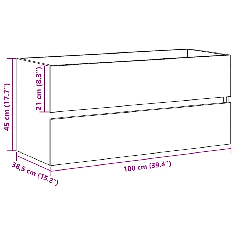 Armoire d'évier chêne noir 100x38,5x45 cm bois d'ingénierie - 12