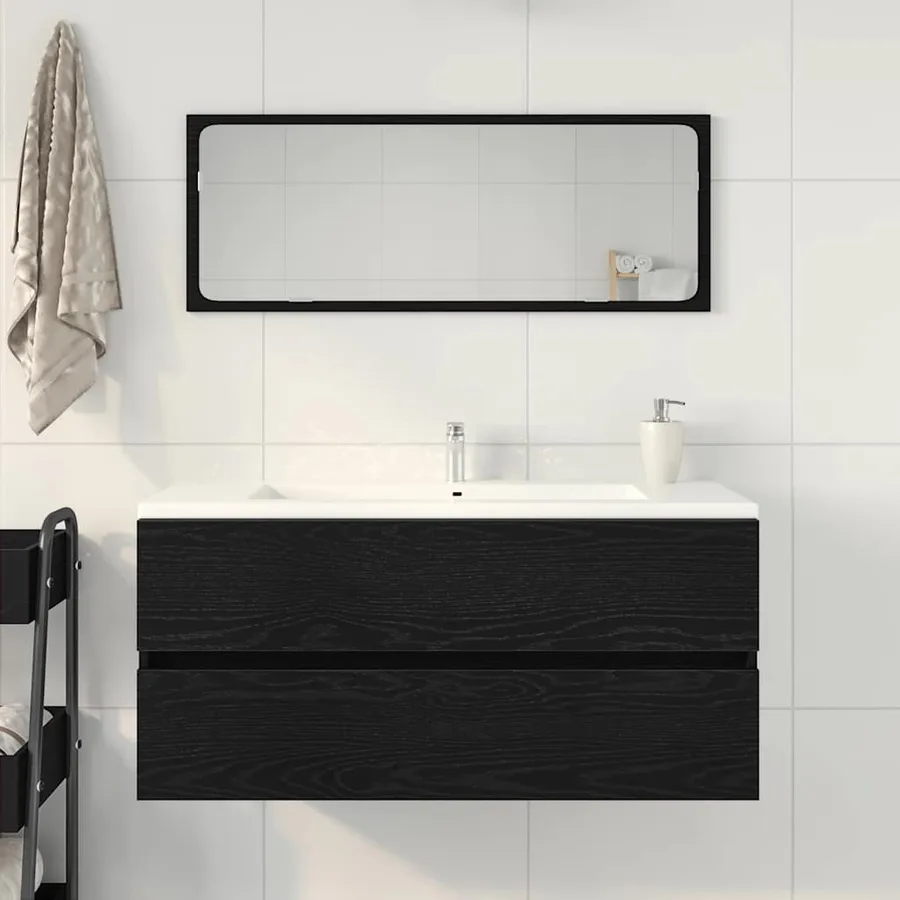 Armoire d'évier chêne noir 100x38,5x45 cm bois d'ingénierie - 3
