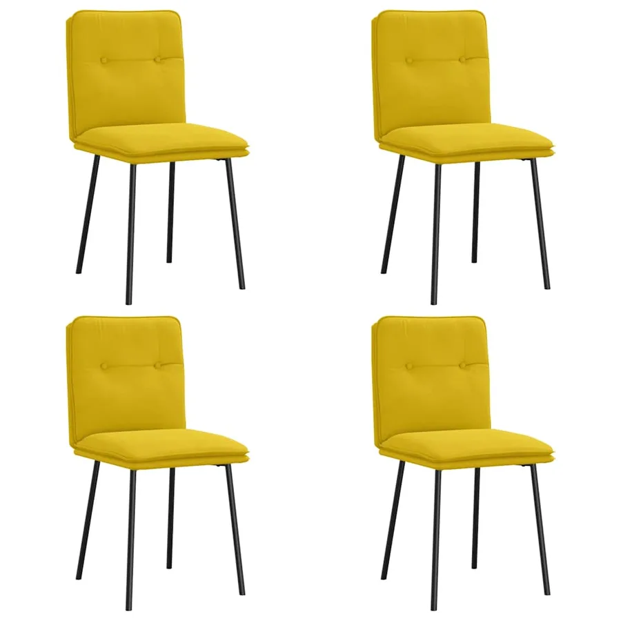 Chaises à manger lot de 4 jaune velours - 2
