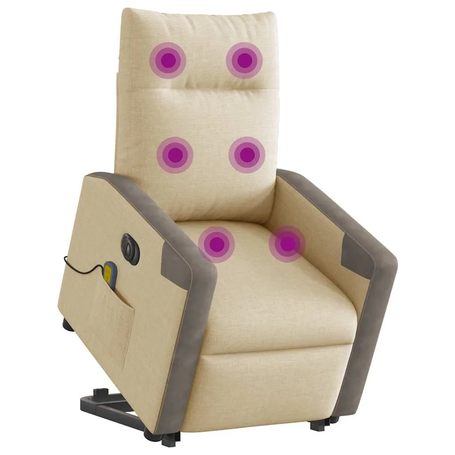 Fauteuil inclinable de massage électrique Crème Tissu - 3