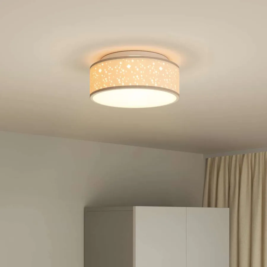 Lampe de plafond Taupe 30 x 30 x 13,5 cm tissu - 4