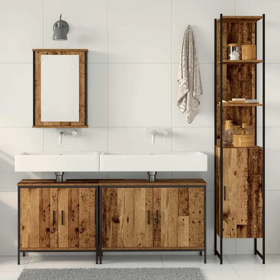 Ensemble de mobilier de salle de bain avec étagère 4 pcs Marron - 4