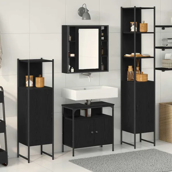 Ensemble de mobilier de salle de bain 4 pcs Chêne noir