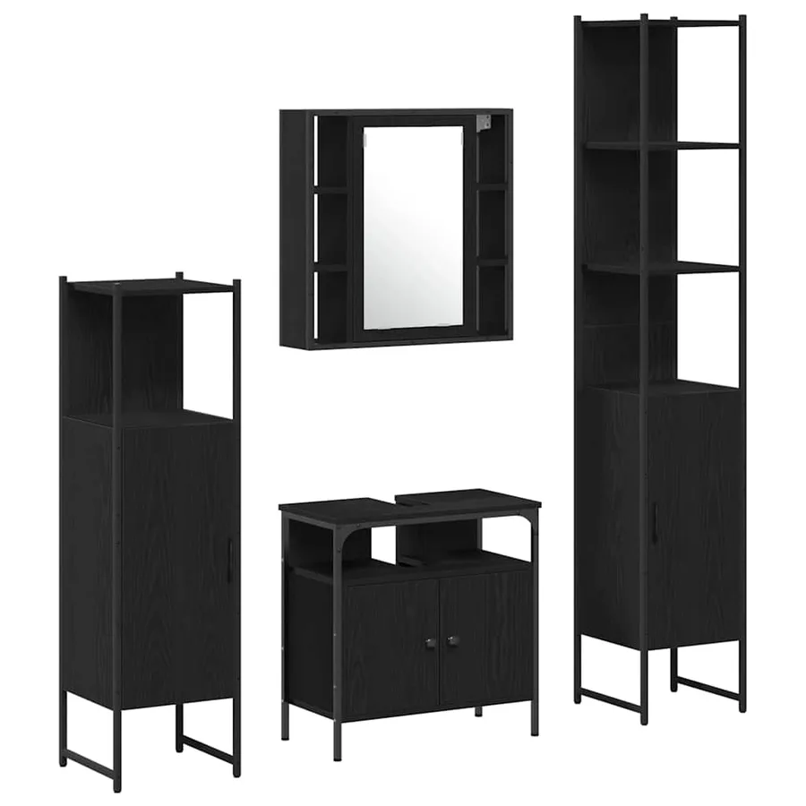 Ensemble de mobilier de salle de bain 4 pcs Chêne noir - 2