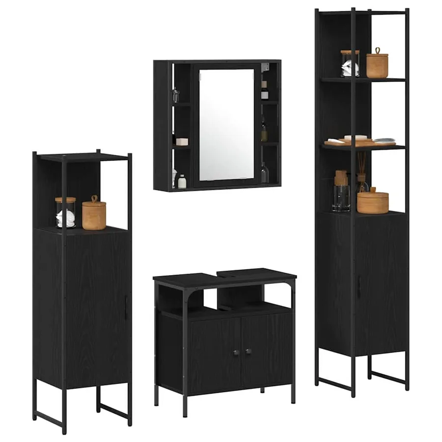 Ensemble de mobilier de salle de bain 4 pcs Chêne noir - 3