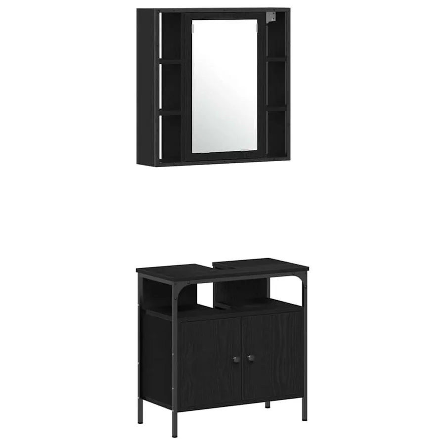 Ensemble de mobilier de salle de bain 4 pcs Chêne noir - 6