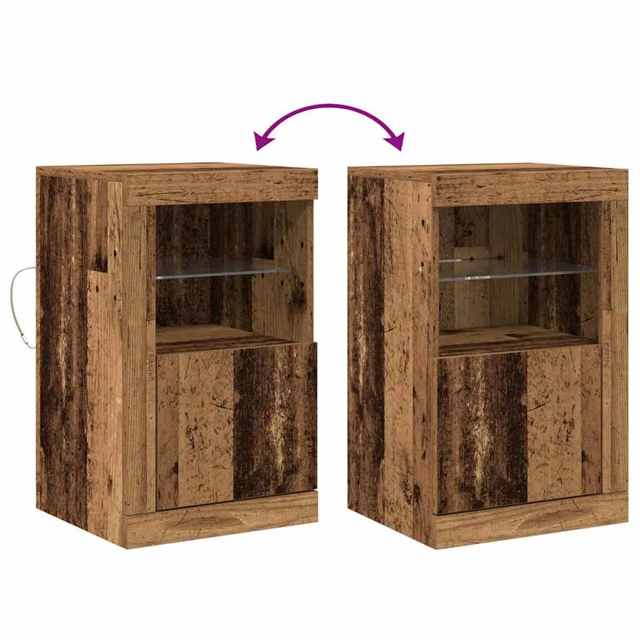 Buffet LED 2 pcs Bois ancien 41 x 37 x 67 cm Bois d'ingénierie - 13