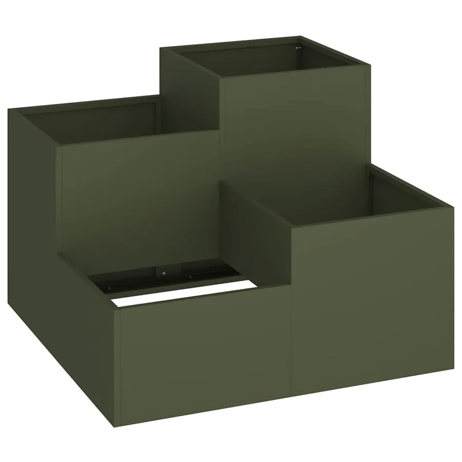 Cache-pot de jardin Vert olive 100 x 100 x 60 cm Acier - 2