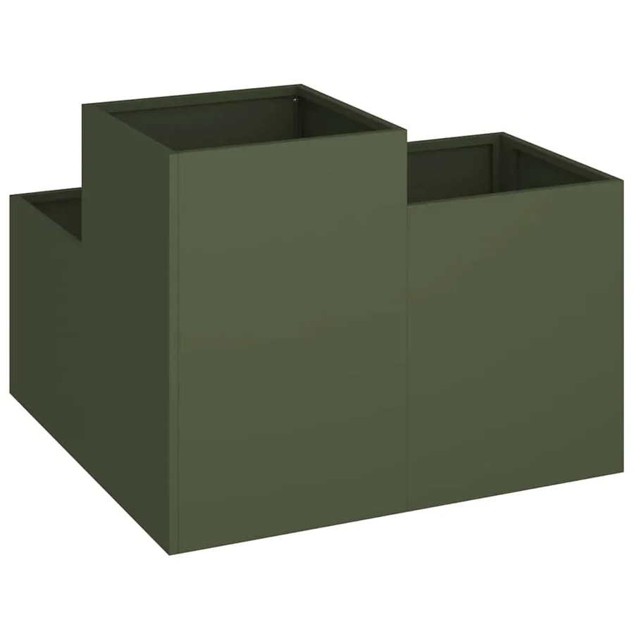 Cache-pot de jardin Vert olive 100 x 100 x 60 cm Acier - 5