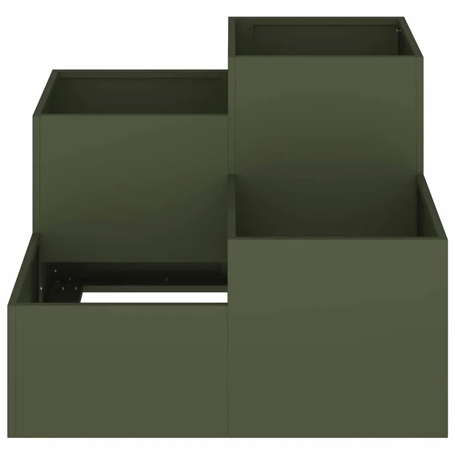 Cache-pot de jardin Vert olive 100 x 100 x 60 cm Acier - 6