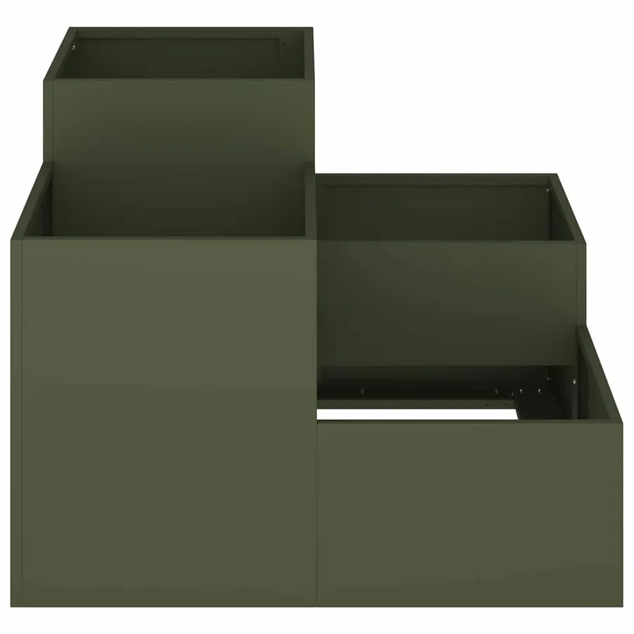 Cache-pot de jardin Vert olive 100 x 100 x 60 cm Acier - 7
