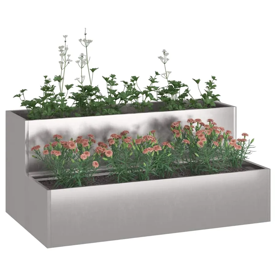 Cache-pot de jardin Argent 100 x 60 x 45 cm Acier inoxydable - 3