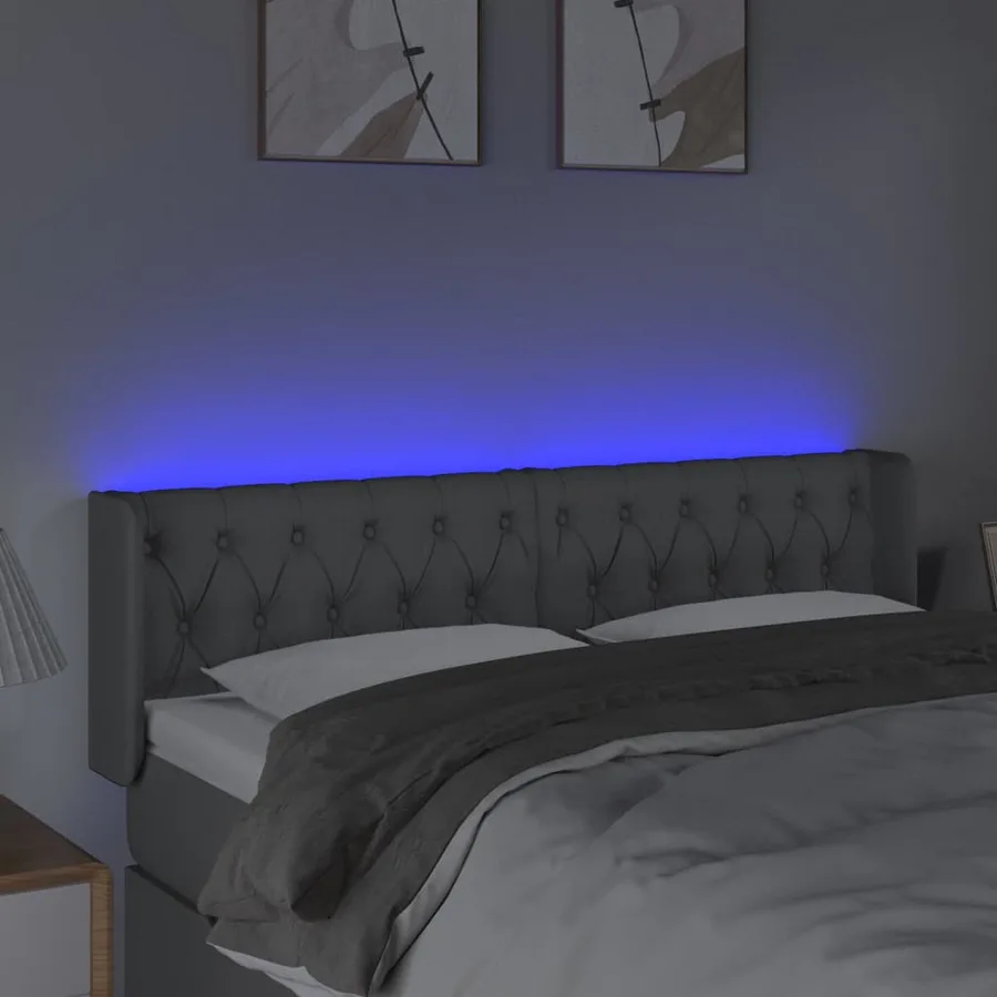 Tête de lit à LED Gris clair 163x16x78/88 cm Tissu - 4