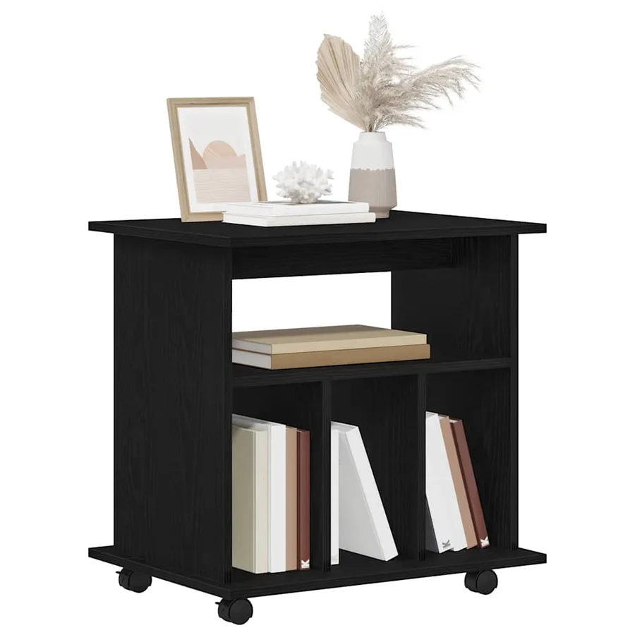 Cabinet roulant Chêne noir 60 x 45 x 55 cm Bois d'ingénierie - 3