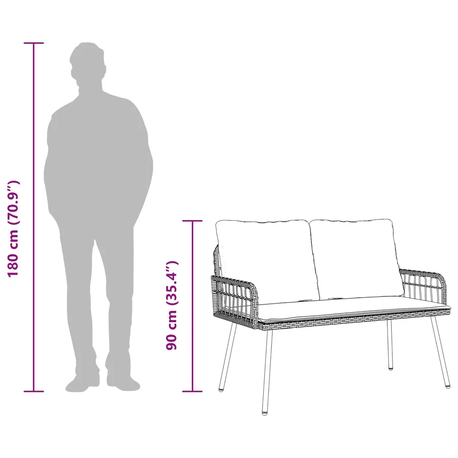 Banc de jardin avec coussin Nature 114 x 64 x 90cm Acier - 7