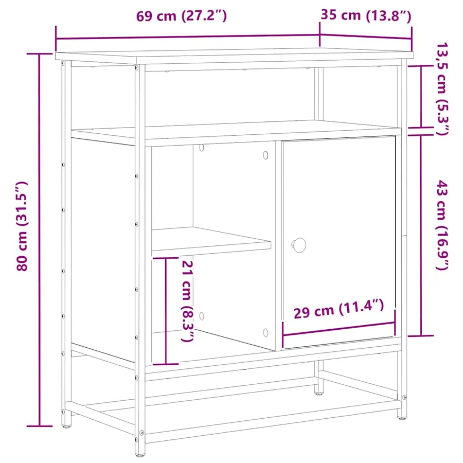 Buffet Bois ancien 69 x 35 x 80 cm Bois d'ingénierie - 13