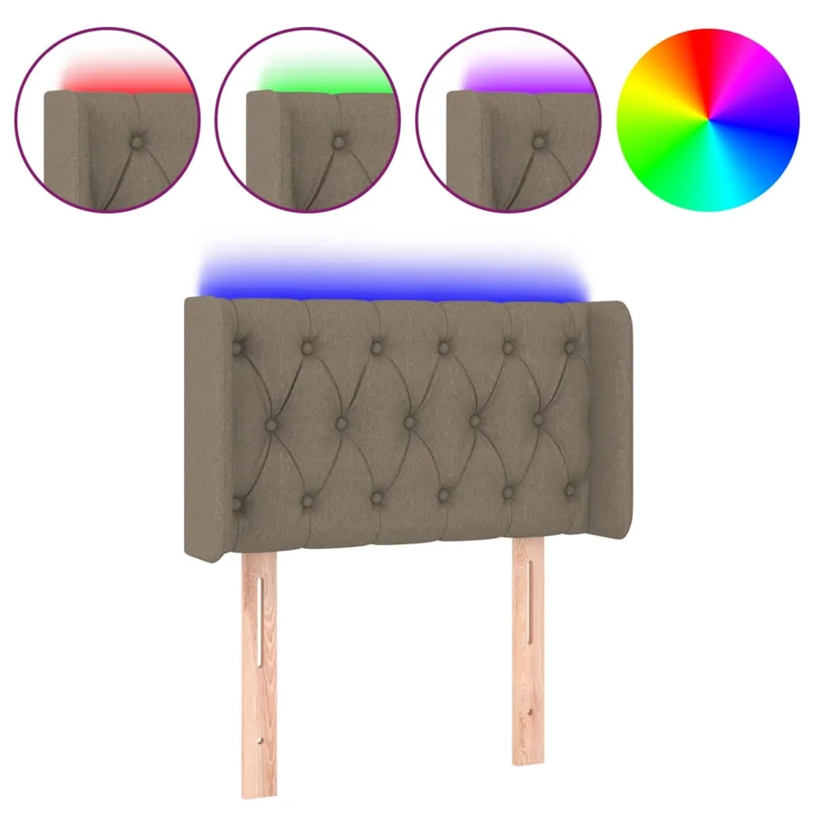 Tête de lit à LED Taupe 83x16x78/88 cm Tissu - 2