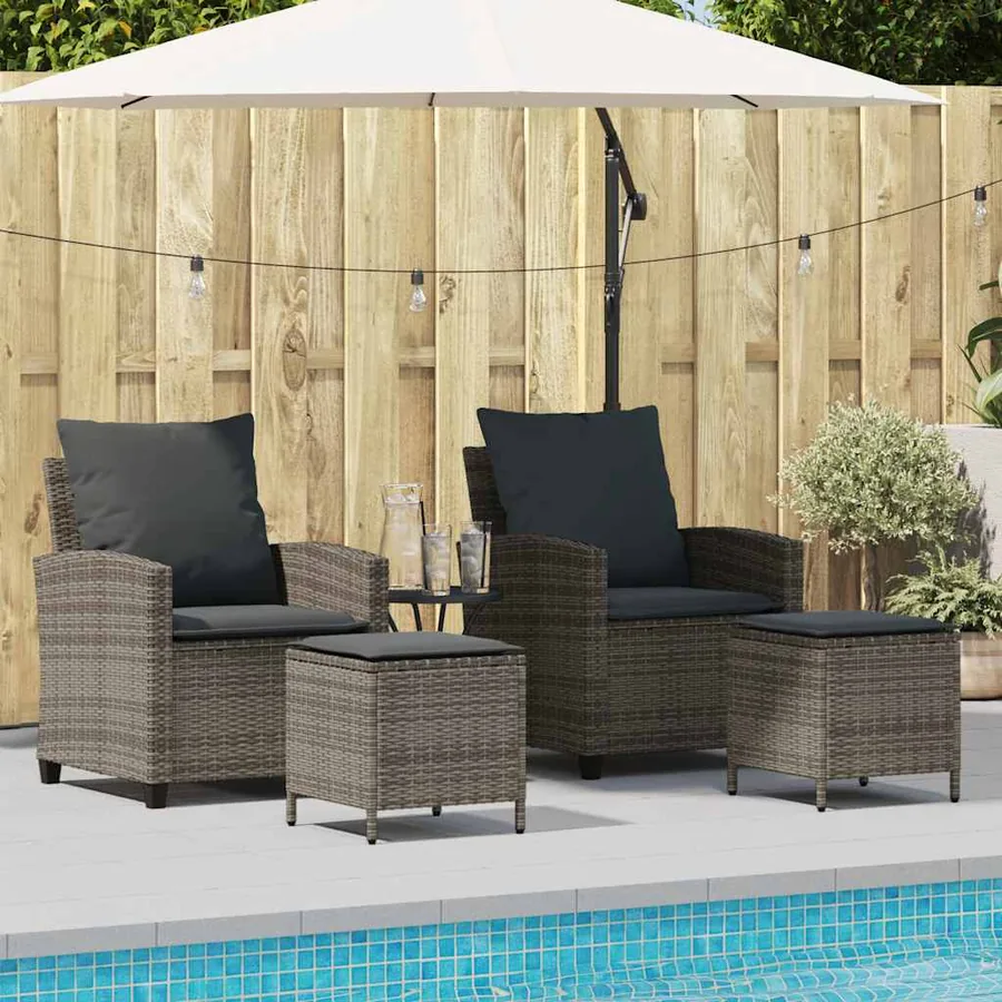 Ensemble de canapé de jardin 4 pcs avec coussins gris résine tressée