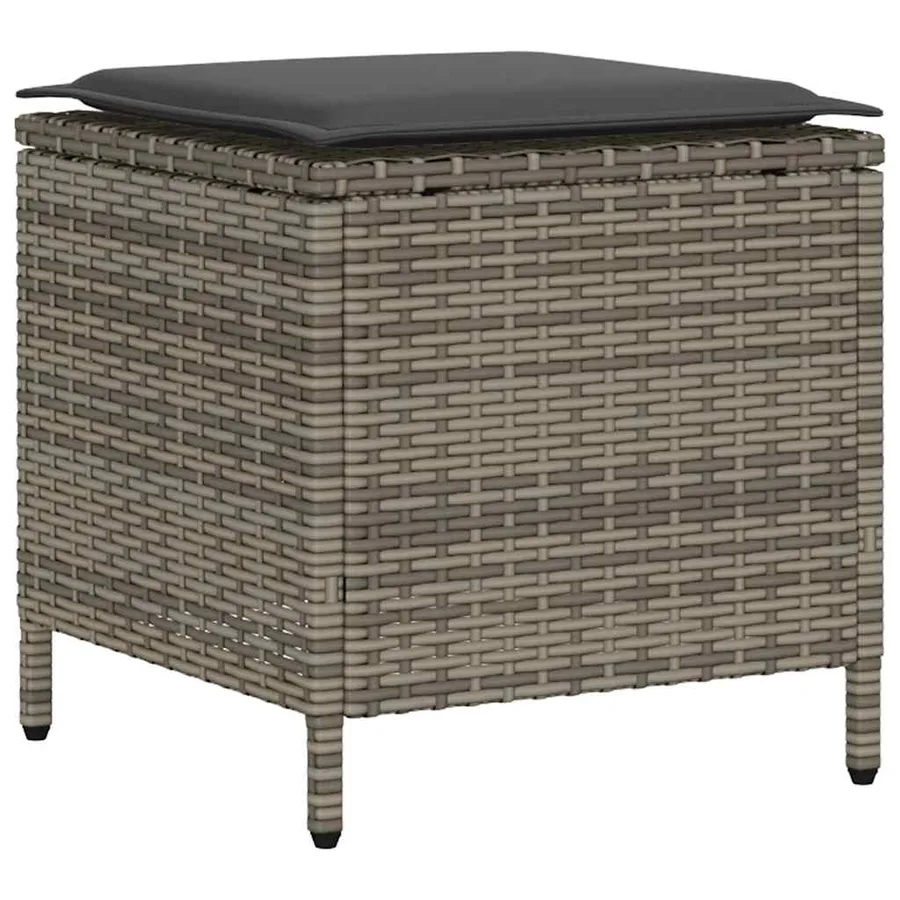 Ensemble de canapé de jardin 4 pcs avec coussins gris résine tressée - 6