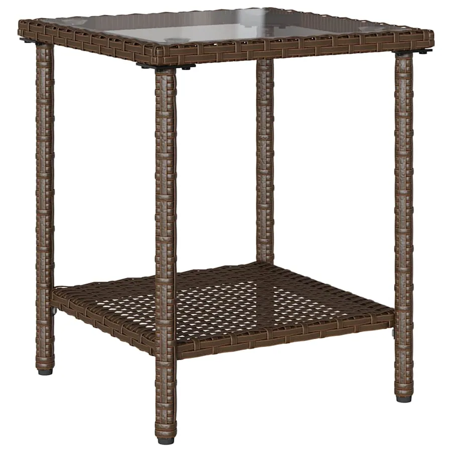 Canapé de jardin en L avec table et coussins marron résine tressée - 6