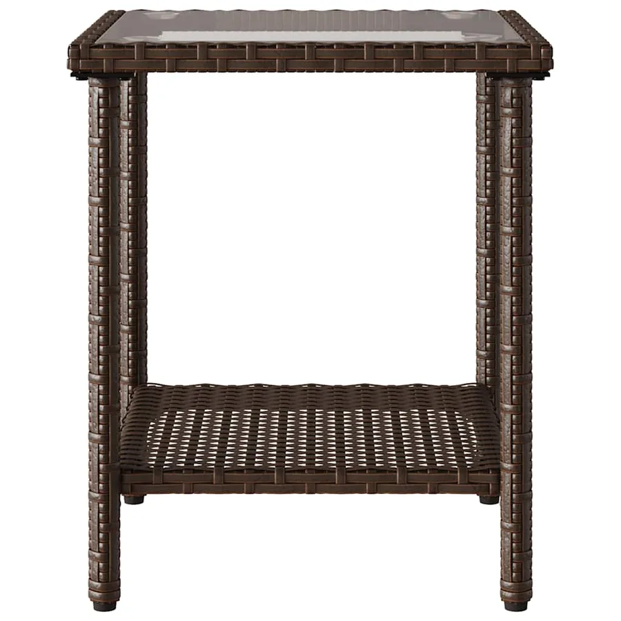 Canapé de jardin en L avec table et coussins marron résine tressée - 8