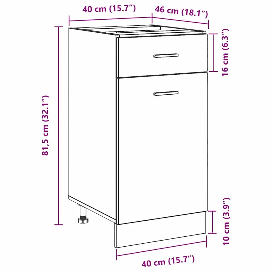 Armoire suspendue avec tiroir Chêne noir 40 x 46 x 81,5 cm - 15