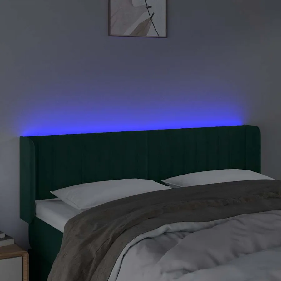 Tête de lit à LED Vert foncé 147x16x78/88 cm Velours - 4