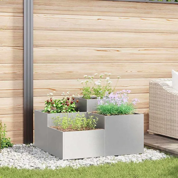 Cache-pot de jardin Argent 100 x 100 x 48 cm Acier inoxydable