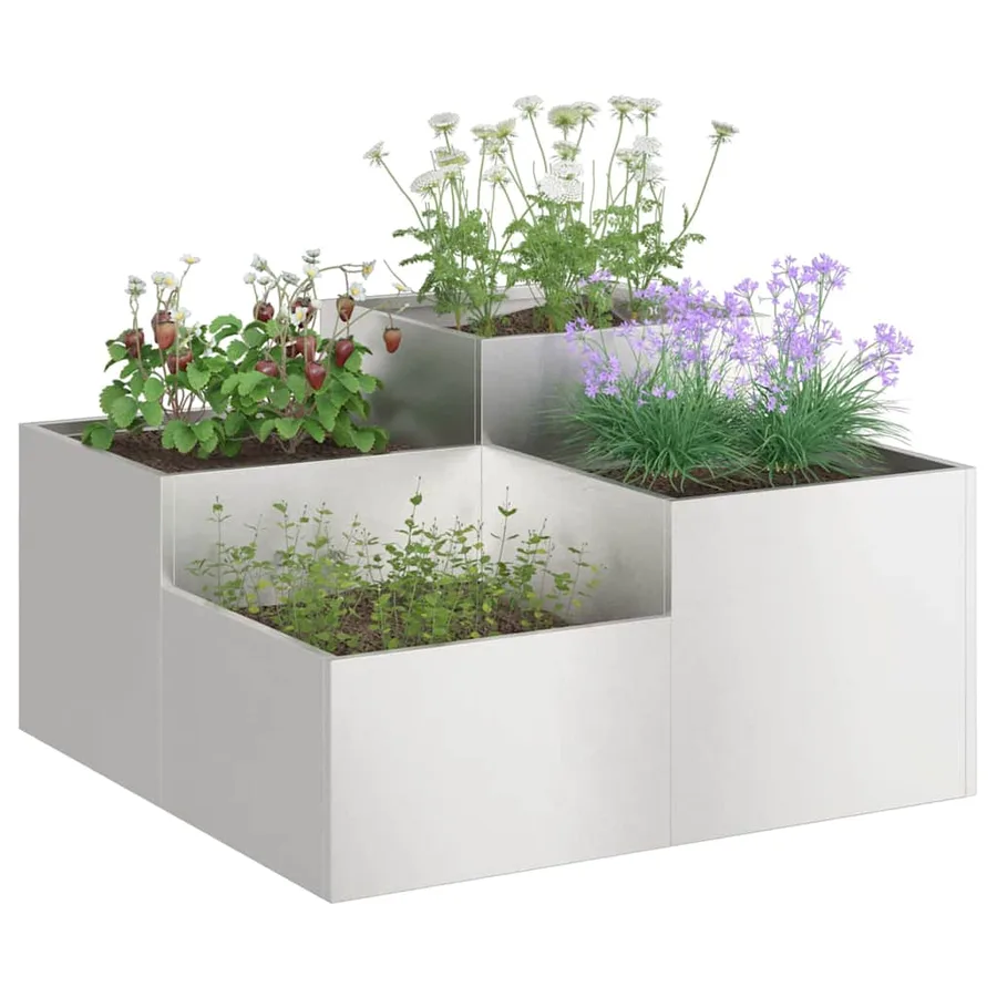 Cache-pot de jardin Argent 100 x 100 x 48 cm Acier inoxydable - 3