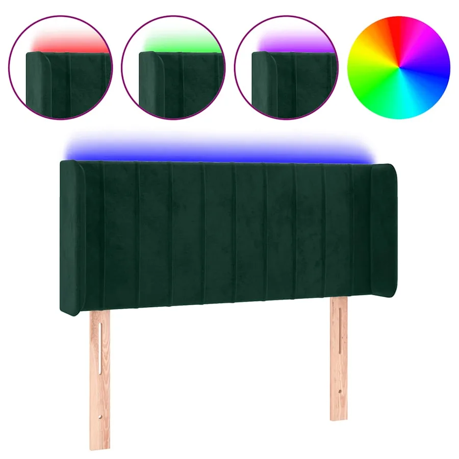 Tête de lit à LED Vert foncé 103x16x78/88 cm Velours - 2