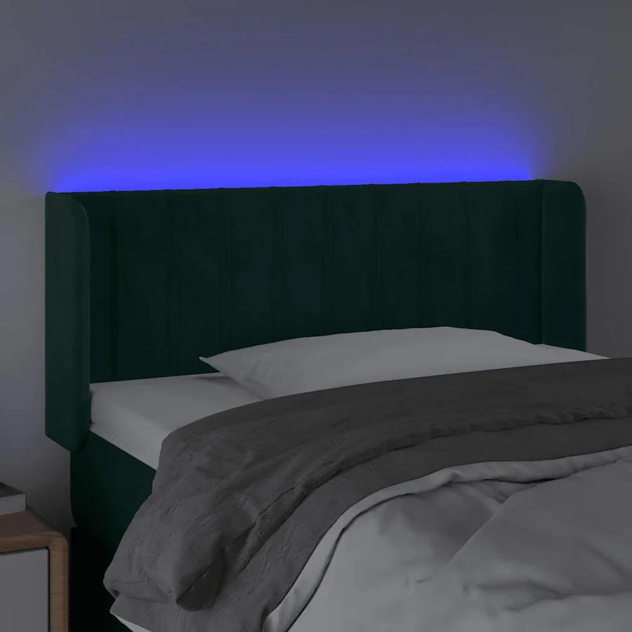 Tête de lit à LED Vert foncé 103x16x78/88 cm Velours - 4