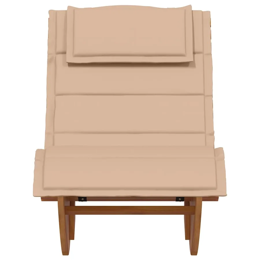 Chaise longue à bascule avec coussin en bois massif d'acacia - 4