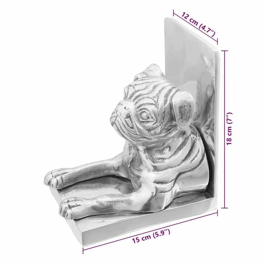 Serre-livres 2 pcs Argenté 12 x 15 x 18 cm Aluminium - 11