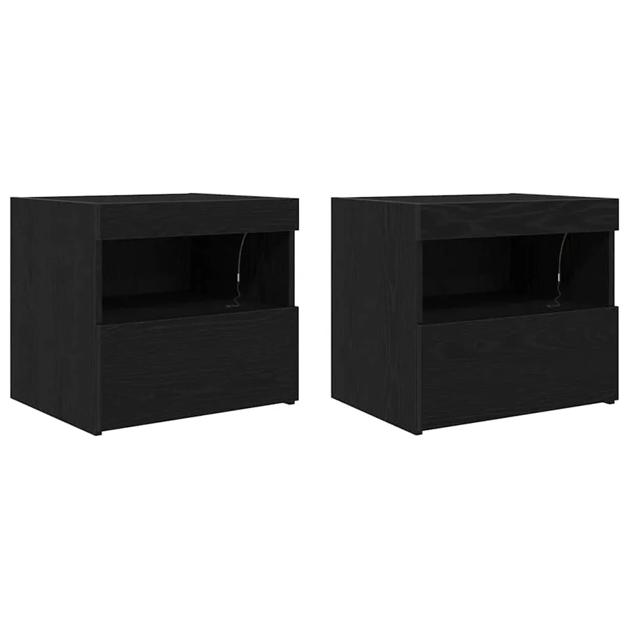 Cabinet de chevet avec tiroir 2 pcs Chêne noir 50 x 40 x 45 cm - 2